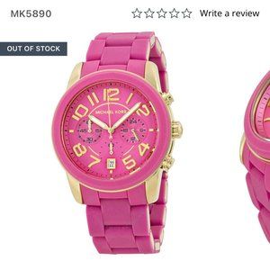 Michael Kors Women's MK5890 Chronograph Mercer Pink Silicone Chronograph Watch